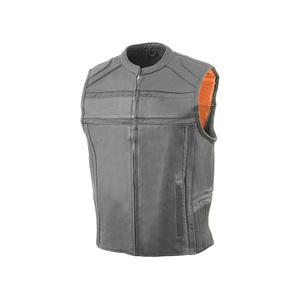 Fashion Mens Biker Leather Waistcoat <b>Black</b> <b>Vest</b> Motorcycle & Auto Racing - Product Image 6