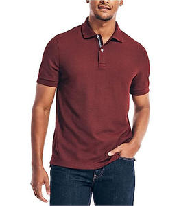 Top Selling Men's Quarter Button for Polo Shirts 100% Cotton Solid Pattern Quick Dry Breathable Tennis Golf Wear Regular Fit - Product Image 1