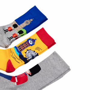 ถุงเท้าลูกเรือผ้าฝ้ายแจ็คการ์ดนุ่มระบายอากาศได้ดีกล่องโทรศัพท์บิ๊กเบนแท็กซี่ดีไซน์แบบลอนดอนใส่สบายโลโก้ตามสั่ง - Product Image 2