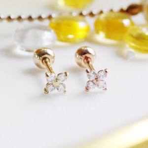 Bông tai nữ thời trang hình kim cương nhỏ bằng zircon cubic vàng 14k cao cấp - Trang sức bán buôn cơ bản của K-Jewelry, rất đẹp - Product Image 5