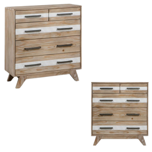 Prix de gros SOHO Marque Bois Tallboy 5 Tiroirs Style Vintage Commode en bois Meubles de chambre à coucher Acacia/Pin/Chêne Bois Massif - Product Image 1