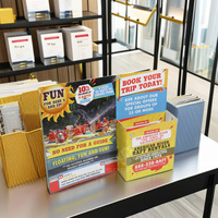 Support de comptoir pré-assemblé moderne et écologique pour prospectus et brochures en PVC – Tailles et couleurs personnalisables