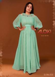 2024 Summer O-Neck Crepe Rayon Woven Patchwork <b>Mirror</b> Work Floral Print New Solid Floor-<b>Length</b> Casual Girls'/Women's Washable - Product Image 3