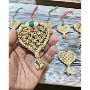 Handwoven Christmas Tree Decorations Small Christmas Tree Ornaments Lot 50 Pieces X-Mas Star Heart Ornaments Festive Handmade - Product Image 5