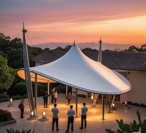 Cảnh quan ngoài trời hiện đại xây dựng vuông dù để che nắng độ bền kéo Cấu trúc thép màng - Product Image 6