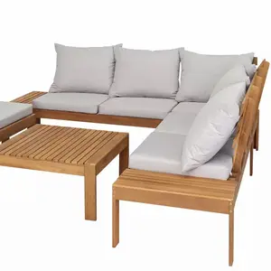 Argos Home 6 Seater Wooden Corner Sofa Set