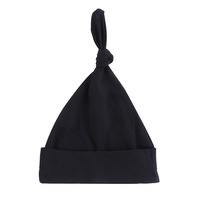 Gorros de bebé de algodón orgánico 100% de alta calidad, gorro anudado suave personalizable para recién nacido, gorro teñido liso al por mayor