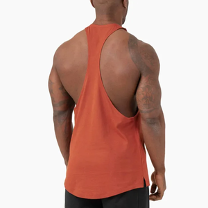Wholesale Custom 100% Cotton Men's Tank Tops Dropped Armhole Gym <b>Stringer</b> with Custom Logo - Product Image 5