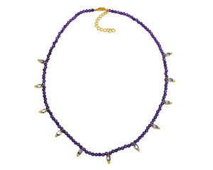 Collar de cadena de eslabones chapado en oro con piedras preciosas de amatista, el mejor regalo para el Día de San Valentín y Año Nuevo - Product Image 2