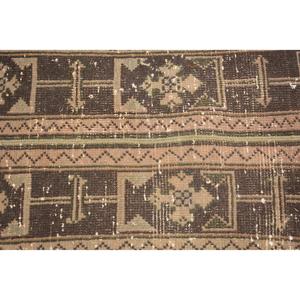 Vintage 1.7x4 ft Rug, Small Turkish Rug, <b>Brown</b> Abstract <b>Wool</b> Rug - Product Image 4