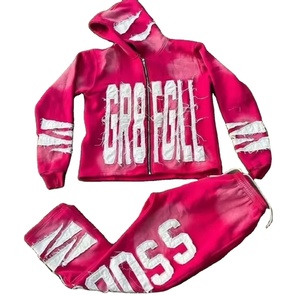 Ensemble survêtement personnalisé en deux pièces, pantalon de survêtement ample et sweat-shirt à capuche pour homme, sweat-shirt à capuche surdimensionné lourd à fermeture éclair pour homme, survêtement pour homme - Product Image 1