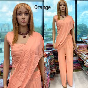 2022 nouveauté Designer femmes costume de fête PentPleated Pallu prêt-à-porter soie Saree vente chaude mode achats en ligne - Product Image 6