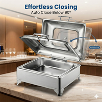 Chauffe-Plat Commercial en Acier Inoxydable pour Buffet et Banquet, avec Couvercle en Verre, Idéal pour Hôtels, Restaurants et Traiteurs
