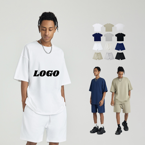 Ropa deportiva de ocio para hombre, conjunto de dos piezas, pantalones cortos de manga corta con cuello en V de punto transpirable para exteriores de verano - Product Image 2