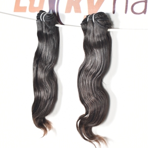Extensiones de cabello humano con ondas profundas sueltas de doble estiramiento, procesamiento químico de paquete natural crudo 100%, Color negro, ondas corporales indias - Product Image 2