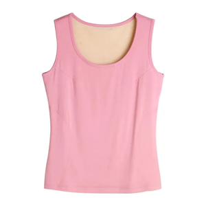 Jersey Plus Size Summer <b>Heating</b> Fleece-Lined Breathable Cotton/Bamboo Fiber Embroidery Button Ladies Tank Tops - Product Image 1