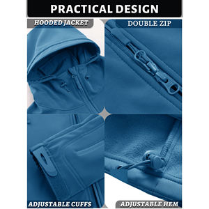 Logo personnalisé randonnée en plein air coquille dure imperméable fermeture éclair à capuche couture scotchée contraste couleur respirant imperméable hommes veste - Product Image 5