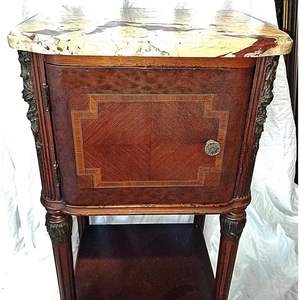 Chevet élégant de style français en acajou fait à la main avec rangement, sculptures ornées personnalisables, panneau incrusté, hôtel classique - Product Image 3