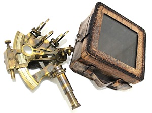 Brass Marine sextant Navigation cụ chuyển động chậm cơ chế da trường hợp hình chữ V Thiết kế vòi hải lý trang trí công cụ chính xác - Product Image 2