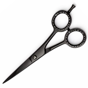 Ciseaux de coiffure professionnels en acier inoxydable noir pour droitiers, lame affûtée, manche moyen, ciseaux de barbier pour salon de coiffure - Product Image 1