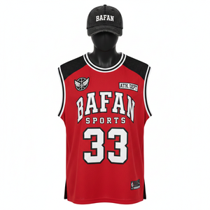 <b>Women</b> Basketball Jersey Breathable Polyester Mesh 180 GSM <b>Red</b> Black Side Panels Custom Heat Transfer Logo Cotton - Product Image 1