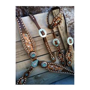 Headstall americano occidental con herrajes de latón con marca personalizada Headstall de cuero occidental bienvenido para caballo - Product Image 4