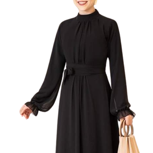 Producto de Venta caliente ligero estilo Dubái negro Abaya Cardigan nuevo diseño musulmán mujeres Hijab Abaya vestido a precios de mayorista - Product Image 4