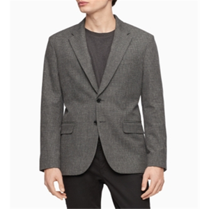 Blazer da uomo Calvin Klein slim fit grigio mélange a quadri, in tessuto lavorato a maglia stampato, taglie forti, per occasioni formali/casual, matrimoni/feste - Product Image 4
