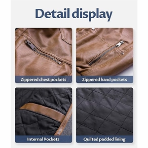 Best Quality 2025 100% Genuine Leather Slim Fashion <b>Biker</b> <b>Jacket</b> for Men Stand Collar Front Logo Custom Made Size for Winter - Product Image 4