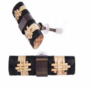 Boutons de barre en T en bois tissé en rotin brun noir de conception industrielle poignées de tiroir d'armoire pour chambre à coucher commode salon - Product Image 2