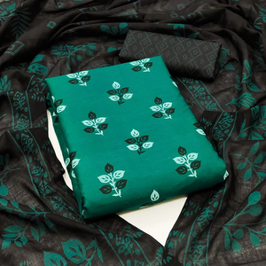 Ensemble de vêtements traditionnels indiens pakistanais en coton de soie 3 pièces non cousu pour femmes Salwar Kameez, élégant et chic pour les fêtes d'hiver - Product Image 2