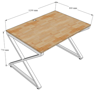XConcept HBXC005 Modern Minimalist 80x120 Rubberwood Freestanding Rectangular Ergonomic <b>Desk</b> for Office or <b>Study</b> Melamine Style - Product Image 6