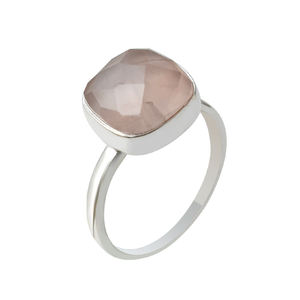 แหวนแต่งงานของผู้หญิงแบบคลาสสิก925เงินแท้พลอยควอตซ์ธรรมชาติรูปทรงกุหลาบการตั้งค่าบุคคลที่สามได้รับการรับรองพร้อมใช้งาน - Product Image 1