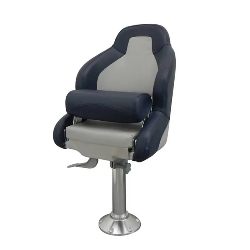 Asiento abatible hacia arriba para barco, cómodo asiento marino con cojín tapizado completo, azul y gris, para barco de pesca