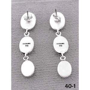 Boucles d'oreilles pendantes artisanales en argent sterling et pierres blanches du sud-ouest avec tiges, idéales pour les occasions spéciales - Product Image 4