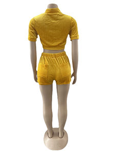 Top corto de verano 2025 para mujer, pantalones cortos de motorista, chándal de terciopelo, conjunto de Jogger de dos piezas con Bermudas, Sudadera con capucha - Product Image 3