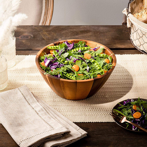 Tazón Redondo de Madera de Acacia Pulida, Ligero y Seguro para Alimentos, para Servir Ensaladas, Frutas, Palomitas de Maíz, por MULTI CRAFT - Product Image 3