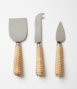 Juego de Cuchillos y Rebanador de Queso de Acero Inoxidable y Ratán de Alta Calidad, Nuevo Diseño Personalizado, Juego de Queso Premium - Product Image 6