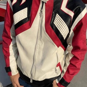 Veste bomber en cuir véritable pour homme, course automobile, hiver, rue, haute rue, imperméable, respirante, fermeture éclair, coupe-vent pour moto - Product Image 2