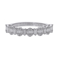 Bague pour femme en or blanc 14 carats plaqué rhodium moderne avec motif circulaire et diamants naturels taille brillant rond