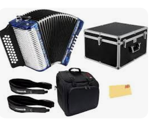 Meilleures ventes : Ensemble accordéon avec sac de transport, sangle et chiffon de polissage Austin Bazaar, bleu perle foncé - Product Image 1