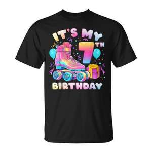 Camiseta con número 7 para niña de 7 cumpleaños, con diseño de patines de ruedas - Product Image 1