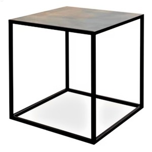 โต๊ะข้างโต๊ะหินอ่อนสแตนเลสสีดำ/สีทองสำหรับตกแต่งห้องนั่งเล่น - Product Image 1