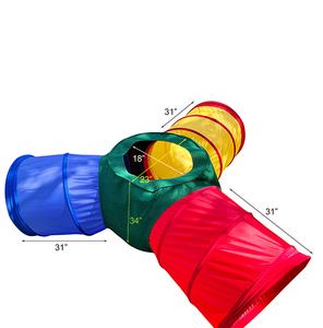 PLOMA 4-Piece 3-Tunnel 1-Tent Three-Way Foldable <b>Pop</b>-Up Crawling Tunnel Set for Kids Indoor/Outdoor Use Polyester Material Ages - Product Image 2