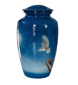 Blue Metal Shine Finished Aluminium Keepsake Cremation Urn for Human Ashes Storage Funeral <b>Supplies</b> Decoration by HHO - Product Image 5