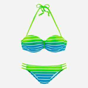 Conjunto de Bikini de Dos Piezas a Rayas para Mujer, Top Bandeau, Braguita Hipster, Traje de Baño de Spandex y Poliéster - Product Image 2
