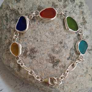 Conjunto de Pulseras de Cristal Marino Arcoíris en Plata, Pulsera de Cristal Marino Genuino, Regalo para Amantes del Océano - Product Image 2