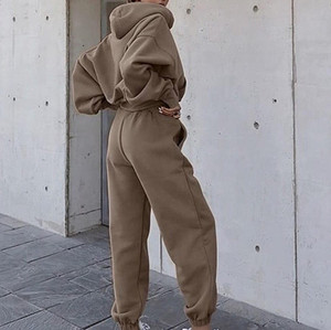 Factory Custom <b>Crop</b> <b>Top</b> Hoodies Set Blank Casual Short <b>Top</b> Cropped Two Piece Women Set Oversized DDP Shipping - Product Image 5