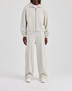 Ensemble de survêtement unisexe beige surdimensionné personnalisé avec logo, 100 % coton molletonné, haute qualité, sweat-shirt à capuche zippé ample et pantalon de survêtement vierge - Product Image 5