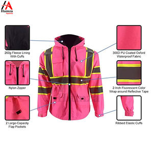 Chaqueta DE SEGURIDAD reflectante rosa de alta visibilidad Lona 280 GSM Impresión impermeable Logotipo frontal Hombres - Product Image 3